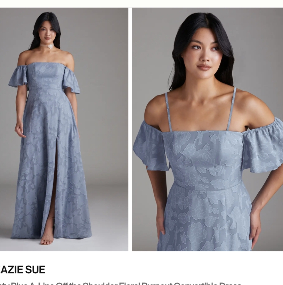Azazie Sue Light Blue Off-Shoulder Maxi Dress